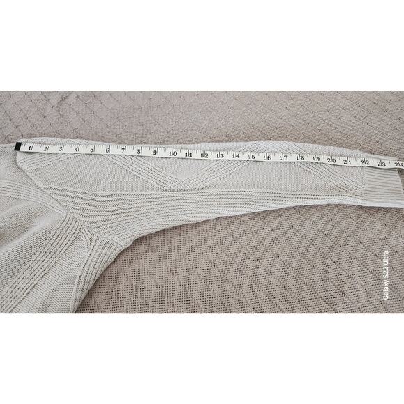 CJ Banks VTG Y2k Beige Textured Diamond Pattern V Neck Long Sleeve Pullover W Sm - Picture 6 of 9